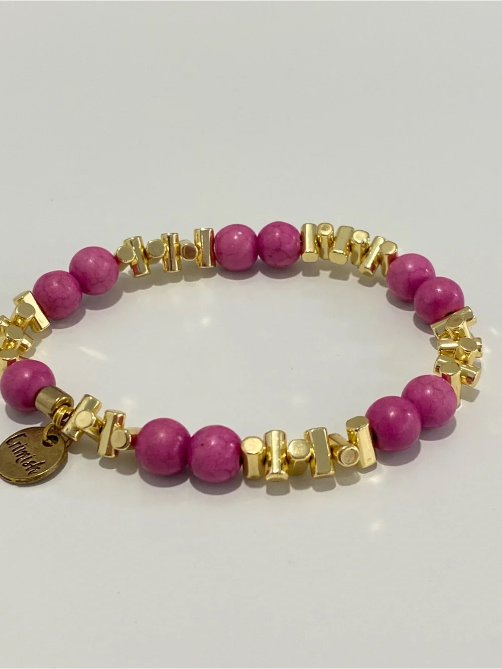Erimish Beaded Bracelet Stack Set Stretch Layered Gemstone Silvertone Goldtone